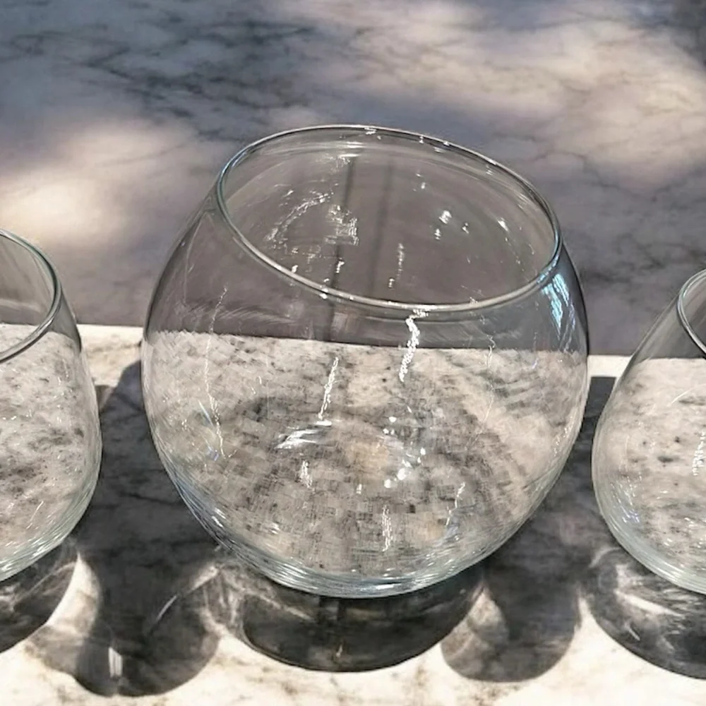 Fishbowl pitcher & glass set of 3 no cracks or chips